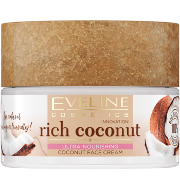Мультипоживний кокосовий крем для обличчя Eveline Rich Coconut, 50 мл - Pampik