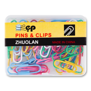 Набір канцелярських скріпок Pins&Clips, 60 шт, різнобарв'я (853749) - Pampik