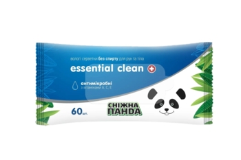 Вологі серветки Сніжна Панда Essential Clean Вітаміни, 60 шт. - Pampik