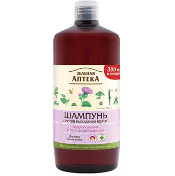 Шампунь Зеленая Аптека против выпадения волос Лопух и протеины пшеницы, 1000 мл - Pampik