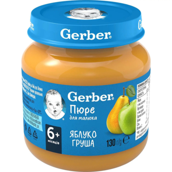 Пюре Gerber Яблоко и груша, 130 г - Pampik