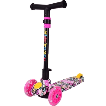 Самокат Daddychild HD009TW-Pink с подсветкой колес розовый (HD009TW-Pink) - Pampik