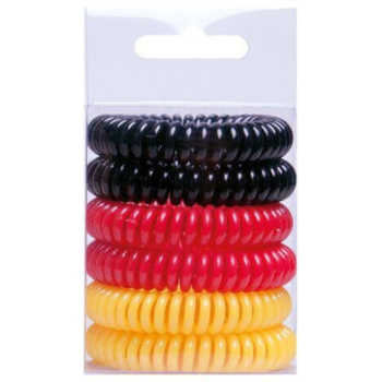 Набор резинок для волос Titania Аnti Ziep, черный, красный, желтый, 6 шт. (7914-WM1 BOX) - Pampik