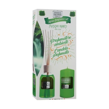 Подарунковий набір Sweet Home: Аромадифузор Білий мускус, 100 мл + свічка, 135 г - Pampik