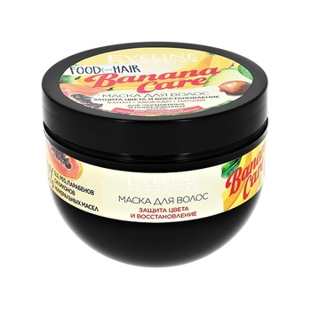 Маска для волосся Eveline Food for hair Banana Care Захист кольору та відновлення, 500 мл (C500HFBC) - Pampik