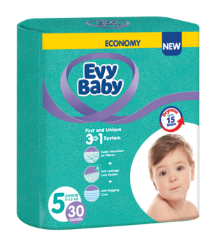 Підгузки Evy Baby 5 (11-25 кг), 30 шт. - Pampik