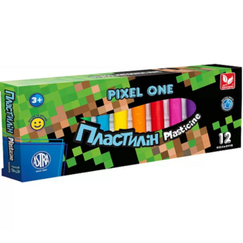 Пластилін восковий Школярик Pixel One круглий 12 кольорів 150 г (303221005-UA) - Pampik