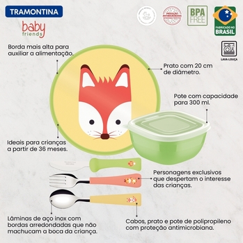Набір дитячого посуду Tramontina Baby Friends, 5 предметів (23797/908) - Pampik - 3