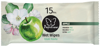 Вологі серветки Papilion Фруктова терапія Яблуко, 15 шт. - Pampik