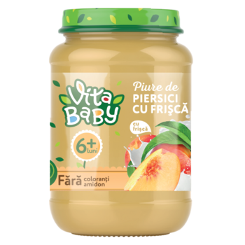 Пюре Vita Baby персикове з вершками та цукром, 180 г - Pampik