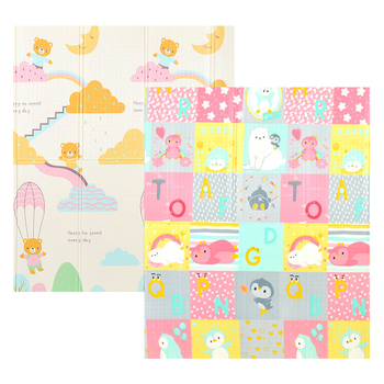 Дитячий двосторонній складний килимок Poppet Стікери та Казковий політ, 180x150x1 см (PP010-150) - Pampik