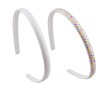 Набор средних детских обручей для волос Titania Heart and Glitter, 2 шт., белый (7894 GIRL) - Pampik