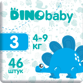 Підгузки на липучках DinoBaby 3 (4-9 кг), 46 шт. - Pampik