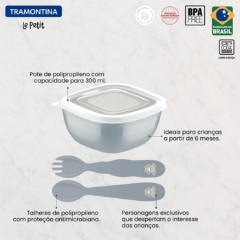 Набор детской посуды Tramontina Baby Le Petit, 3 предмета, серый (23797/603) - Pampik - 4