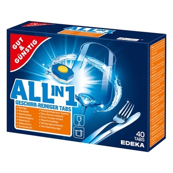 Таблетки для посудомийної машини Gut&Gunstig Edeka Power Aktiv, 40 шт. - Pampik