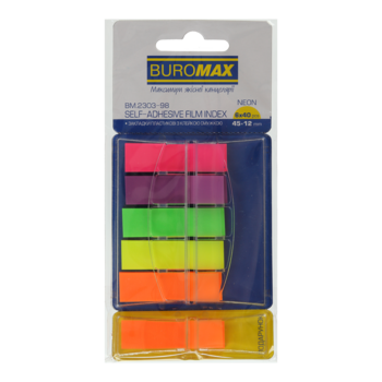 Закладки пластикові з клейким шаром Buromax POP-UP (5+1) NEON асорті (BM.2303-98) - Pampik