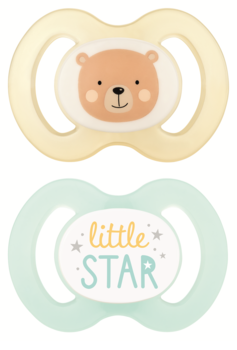 Пустышка силиконовая Baby-Nova, симметрическая, 6-18 мес., бежевый с мятным, 2шт (3962018) - Pampik