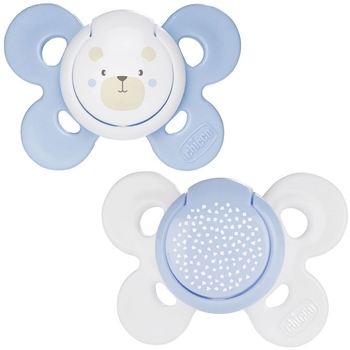 Силиконовая пустышка Chicco Physio Comfort, 0-6 мес., голубая, 2 шт. (74931.21.00.00) - Pampik