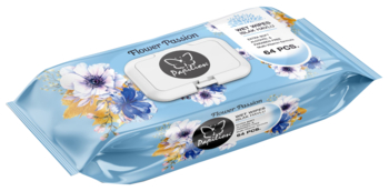 Вологі серветки Papilion Квіткова пристрасть, блакитний, 64 шт. - Pampik