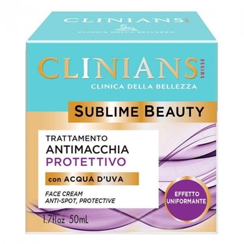 Захисний крем для обличчя, що вирівнює колір Clinians Sublime Beauty з виноградною водою, 50 мл - Pampik