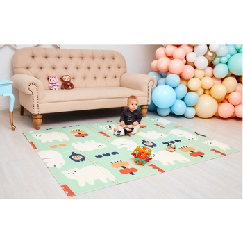 Дитячий двосторонній складний килимок Poppet Білі ведмежата та Грайливі пінгвіни, 150х200х0,8 см (PP015-150H) - Pampik - 5