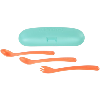 Набор столовых приборов Miniland Picneat, голубой с коралловым, 4 предмета (89366) - Pampik