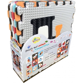 Дитячий розвиваючий ігровий килимок-пазл Baby Great Швидкий транспорт, 92х92 см, помаранчевий з блакитним (GB-M2005) - Pampik - 2