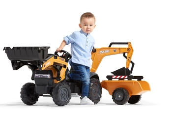 Дитячий трактор на педалях Falk 967N Case CE з причепом та ковшами помаранчевий (967N) - Pampik - 4