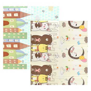 Детский двухсторонний складной коврик Poppet Спящие малыши и Волшебный город, 200x180x1 см (PP011-200) - Pampik