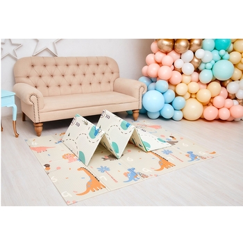 Дитячий двосторонній складний килимок Poppet Динозаврики та Маленькі кити, 150х200х0,8 см (PP017-150H) - Pampik - 4