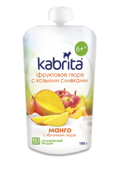 Пюре Kabrita Pouch Манго з яблучним пюре і козячими вершками, 600 г (6 упаковок по 100 г) - Pampik - 2