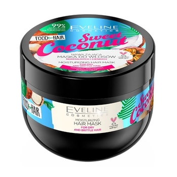 Маска для волосся Eveline Food for hair Sweet Coconut Зволоження та блиск, 500 мл (5901761988918) - Pampik