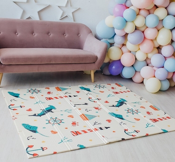 Дитячий двосторонній складаний килимок Poppet Морський сезон і Зимові сови, 200x180 см (PP007-200) - Pampik - 5