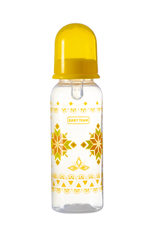 Пляшечка для годування Baby Team, з силіконовою соскою, 250 мл, жовтий (1410) - Pampik
