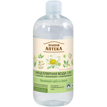 Міцелярна вода 3 в 1 Зелена Аптека Зелений чай та алое 500 мл - Pampik