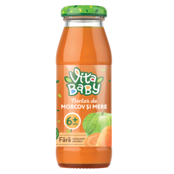 Нектар Vita Baby морквяно-яблучний, з м'якоттю та цукром, 175 мл - Pampik