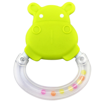 Брязкальце-прорізувач Baby Team Бегемот, зелений (8447_Бегемотик_зелений) - Pampik