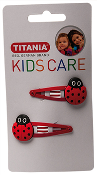 Набор металлических зажимов для волос Titania Божья коровка, 5 см, красній, 2шт. (8510 KIDS) - Pampik