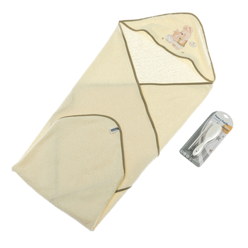 Полотенце с расческой и щеткой Interbaby Conejito, бежевый (8100233) - Pampik