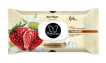 Вологі серветки Papilion Полуниця, 64 шт. - Pampik