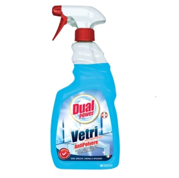 Многофункциональное средство для чистки стекол, зеркал с аммонием против пыли Dual Power, 750 мл - Pampik