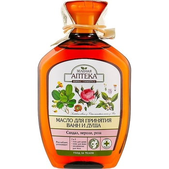 Олія для прийняття ванн та душу Зелена аптека Сандал, Неролі та Троянда, 250 мл - Pampik