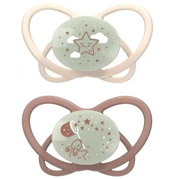 Пустушка Nip Мій метелик Ніч, силіконовий, 0-6 міс., 2 шт., світло-рожевий з попелясто-рожевим (38649-51) - Pampik