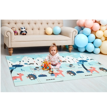 Дитячий двосторонній складний килимок Poppet Чарівний ліс та Мандрівка містом, 150х200х0,8 см (PP018-150H) - Pampik - 6