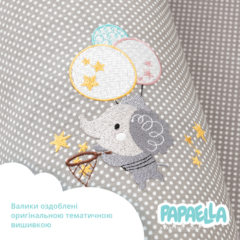 Защитный бортик-валик в кроватку Papaella Горошек, серый (8-34533 горошок сірий) - Pampik - 8