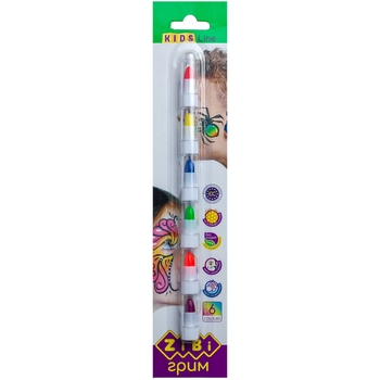 Олівці для гриму обличчя і тіла ZiBi Kids Позитив неон 6 кольорів (ZB.6571) - Pampik