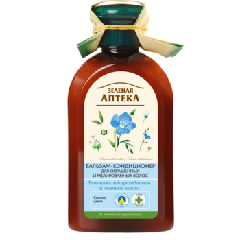 Бальзам-кондиціонер проти лупи Зелена Аптека для фарбованого та мелірованого волосся Ромашка та лляна олія, 300 мл - Pampik