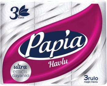 Рушники кухонні Papia, тришарові, 3 рулони - Pampik
