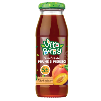 Нектар Vita Baby сливово-персиковый, с мякотью и сахаром, 175 мл - Pampik