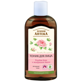 Тонік для обличчя Зелена Аптека Рожева вода та мигдальна олія, 200 мл - Pampik